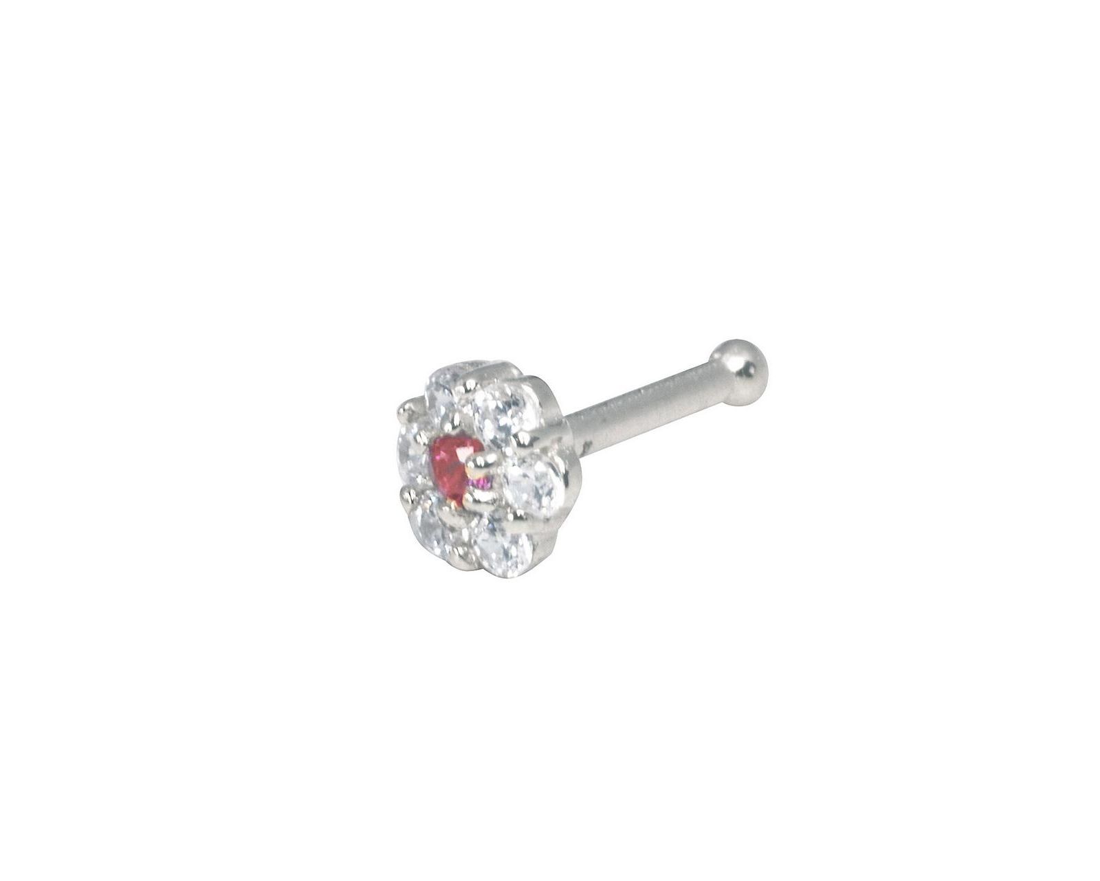 Серьга в нос Curata Jewelry Red Flower Cubic Zirconia в 14k Yellow or White Gold