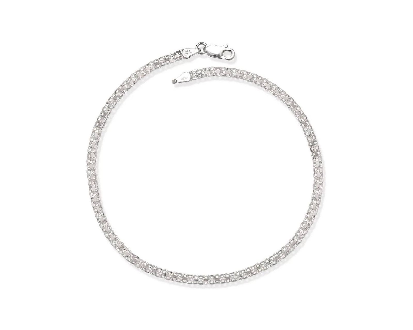 Браслет на щиколотку Curata Jewelry 925 Sterling Silver 10 Inch 3.5mm Bismark Chain