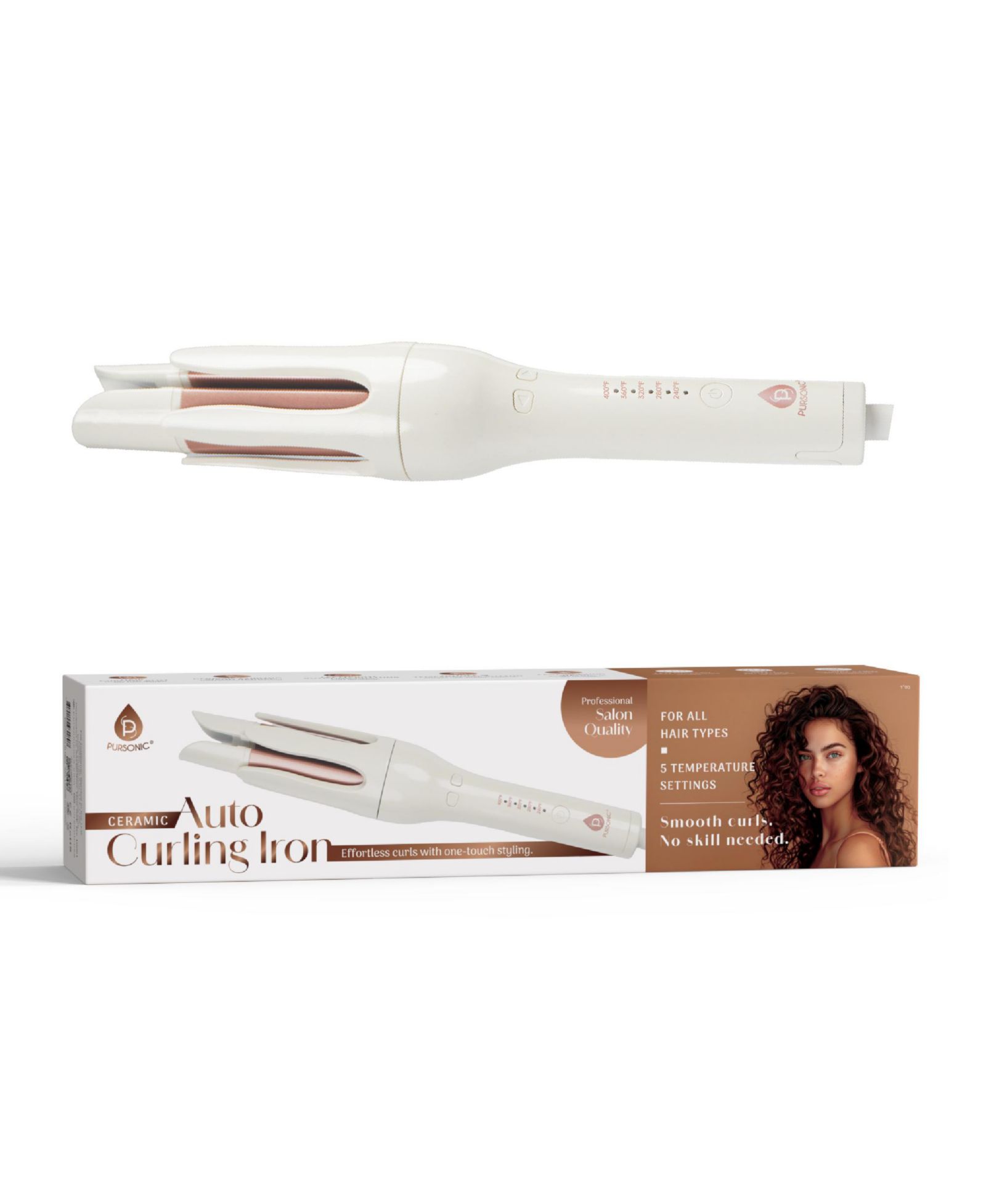 PURSONIC Automatic Curling Iron Salon Quality Curls in Minutes
