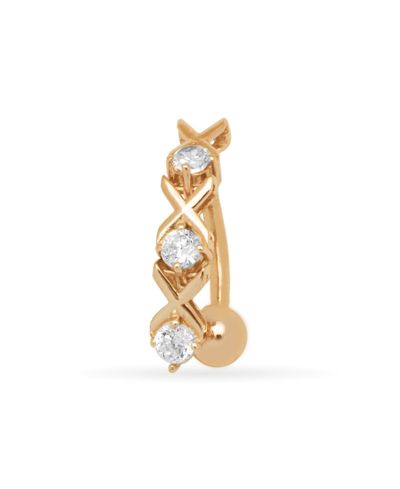 Curata Jewelry кольцо для пирсинга пупка Xo с кубическим цирконием 14k Gold