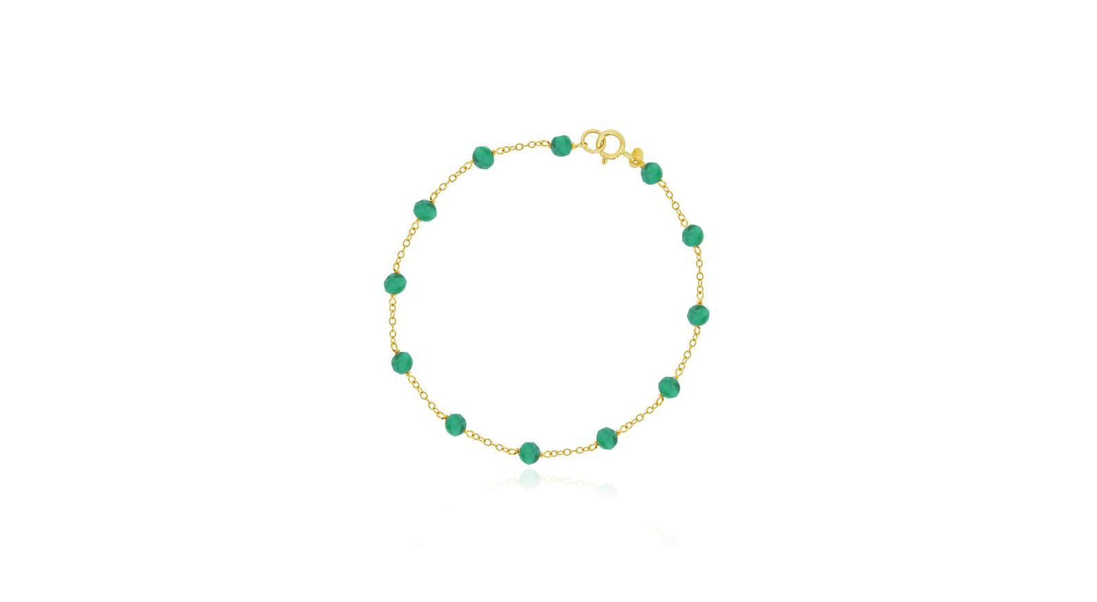 The Lovery Emerald Bead Chain Bracelet 14K Gold