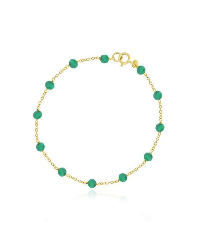 The Lovery Emerald Bead Chain Bracelet 14K Gold