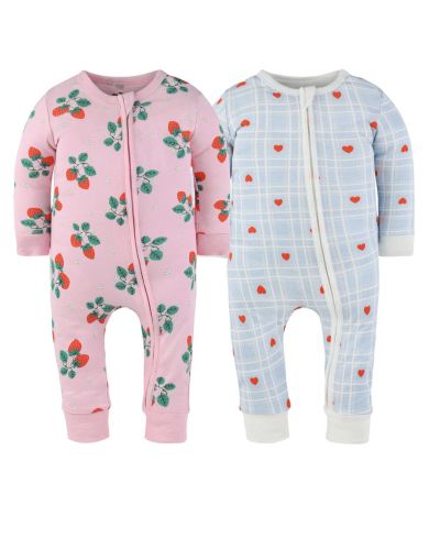 Детский хлопковый комбинезон The Peanutshell Baby Girls Strawberry Sweet Treats без ножек
