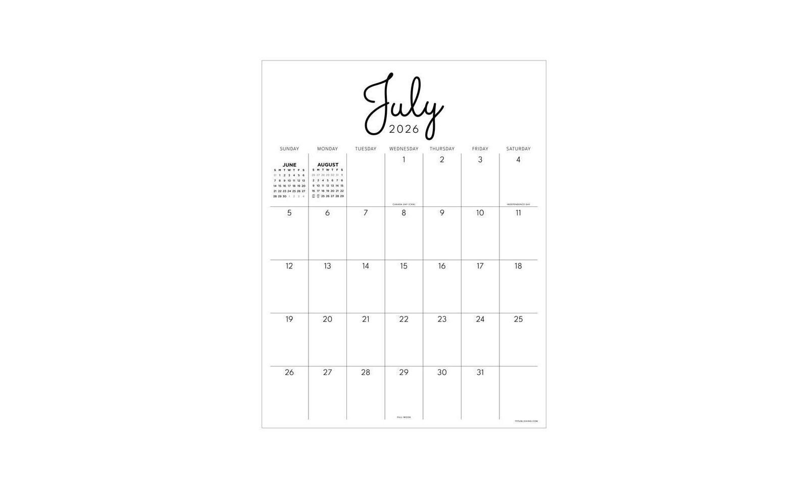 TF Publishing Paper Goods July 2026 - June 2027 Large Art Poster Wall Calendar