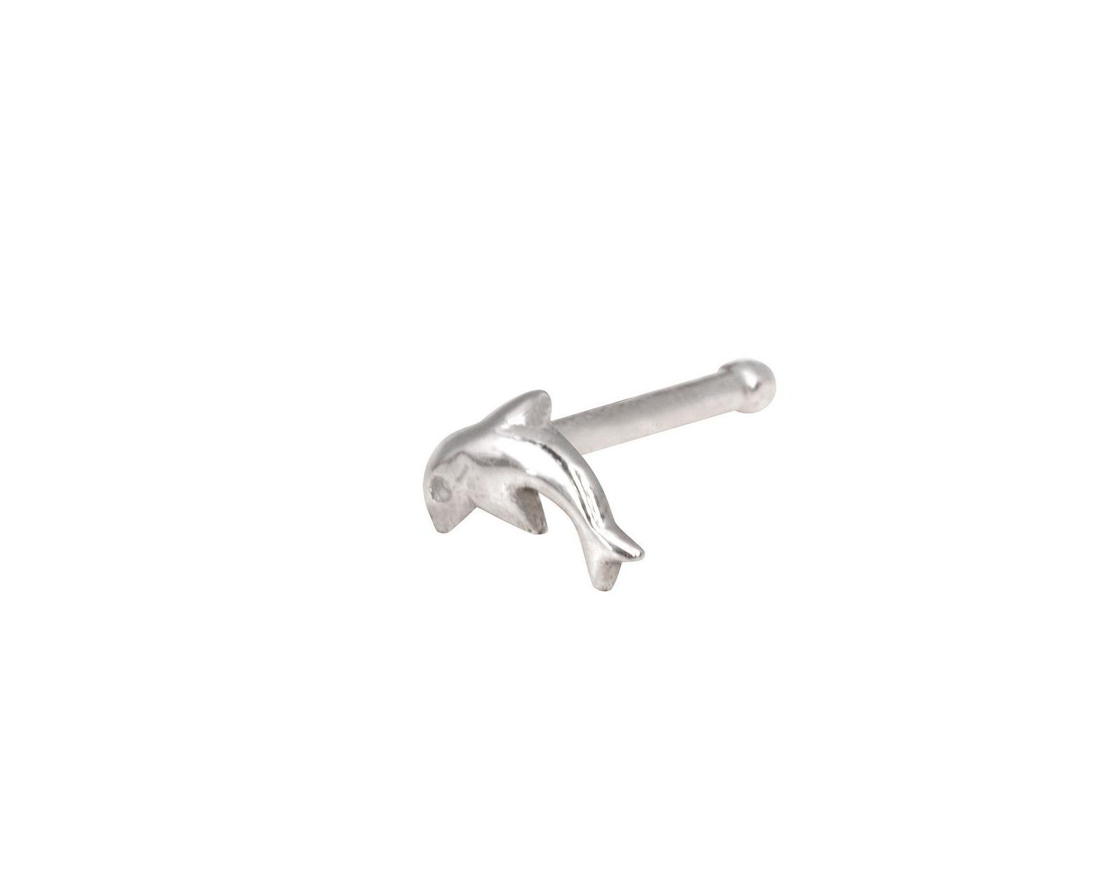 Curata Jewelry Solid 14k Yellow or White Gold 20g Polished Dolphin Nose Stud Ring Body Piercing Stud