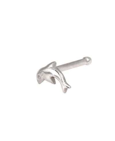 Curata Jewelry Solid 14k Yellow or White Gold 20g Polished Dolphin Nose Stud Ring Body Piercing Stud