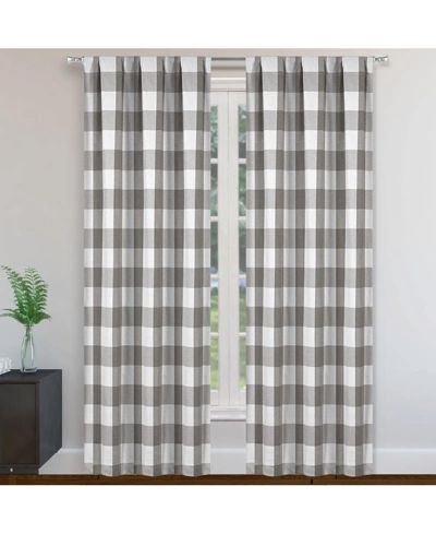 Kate Aurora 2 Piece Country Farmhouse Buffalo Plaid Pleated Rod Pocket Window Curtain Panels