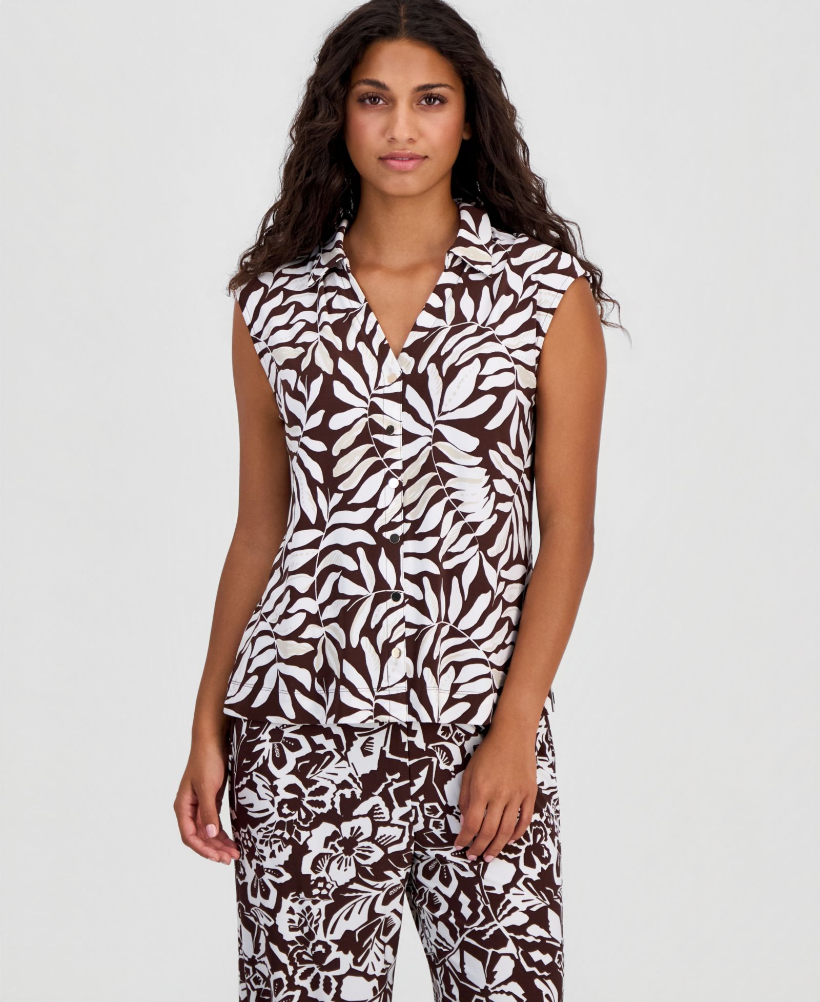 Anne Klein Essentials Petite Collared Extended-Shoulder Top