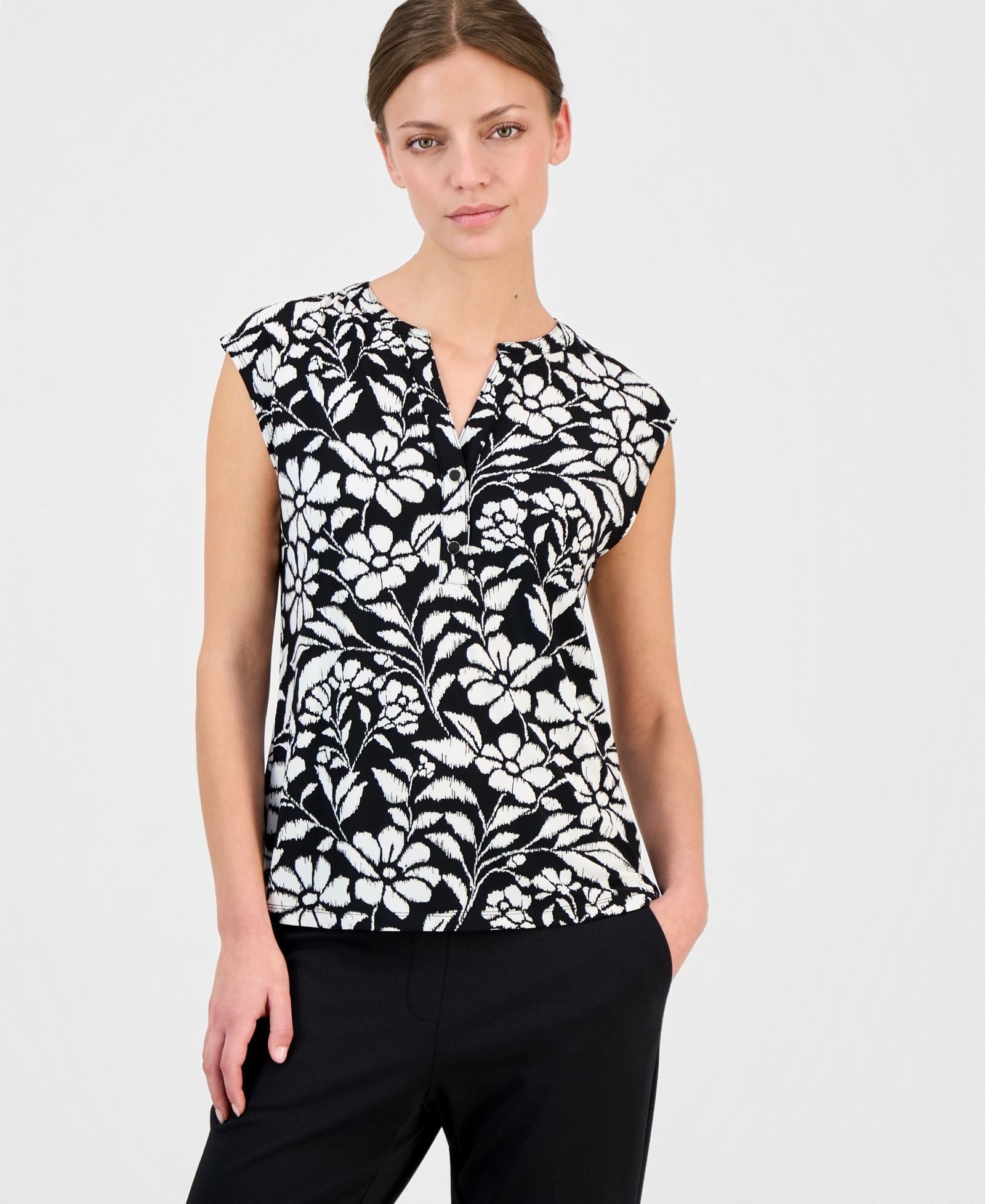 Женский топ Anne Klein Essentials Petite Printed Short-Sleeve