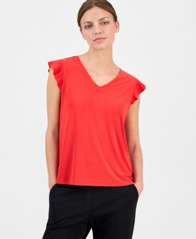 Anne Klein Essentials Petite Ruffled Sleeveless Top