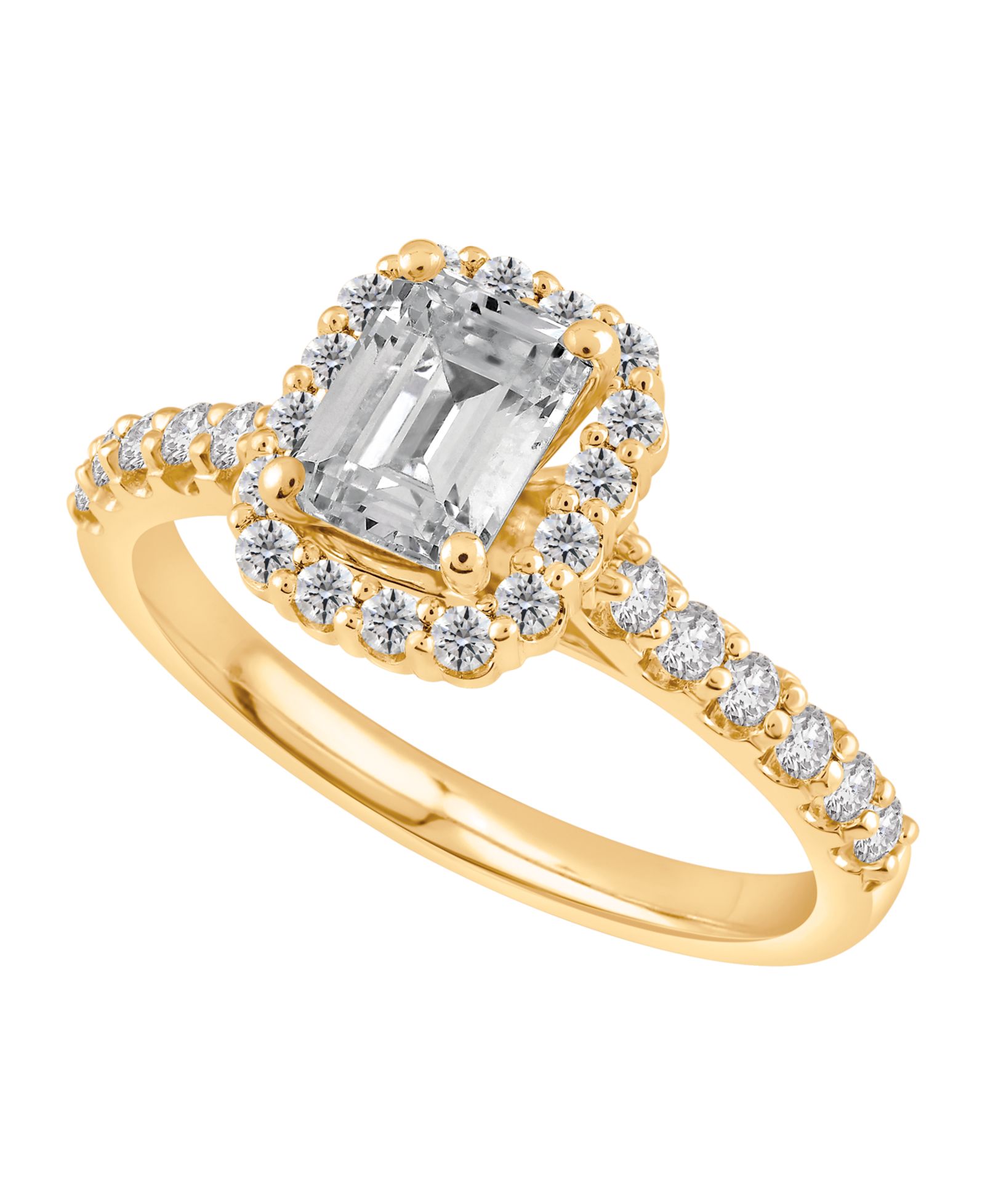 Macy's Certified Lab-Grown Diamond Halo Engagement Ring (1-1/2 ct. t.w.) in 14k Gold