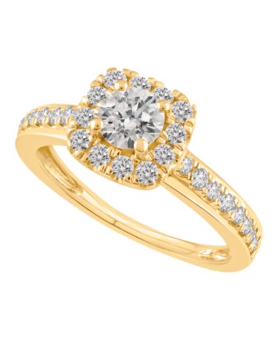 Macy's Certified Lab Grown Diamond Halo Engagement Ring (1 ct. t.w.) in 14k Gold