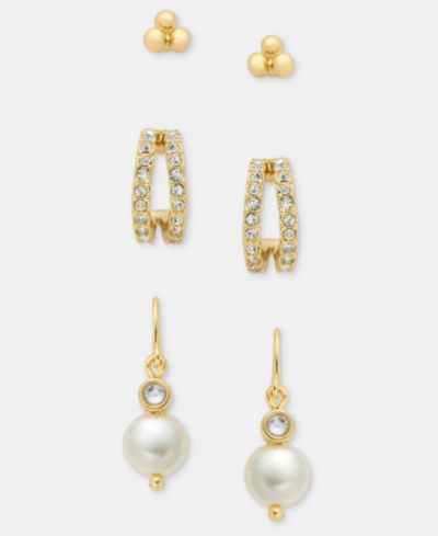 Anne Klein 3-Pc. Set Stud, Hoop & Drop Earrings