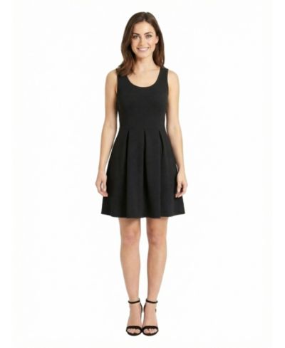24seven Comfort Apparel Petite Scoop Pleated Knee-Length Dress