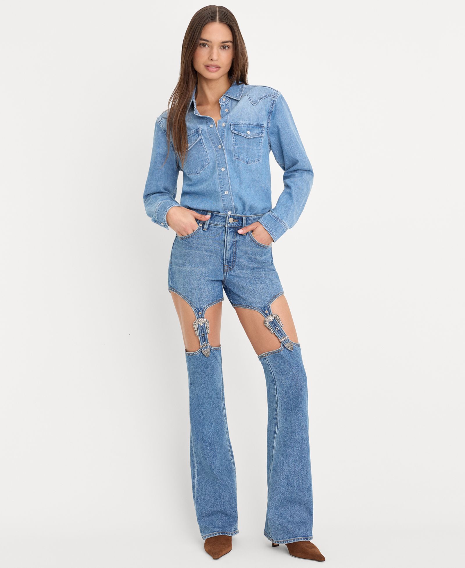 Good American Women's Dolly Joleans High-Rise Bootcut Jeans