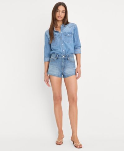 Good American Women's Dolly Joleans Mid-Rise Denim Shorts