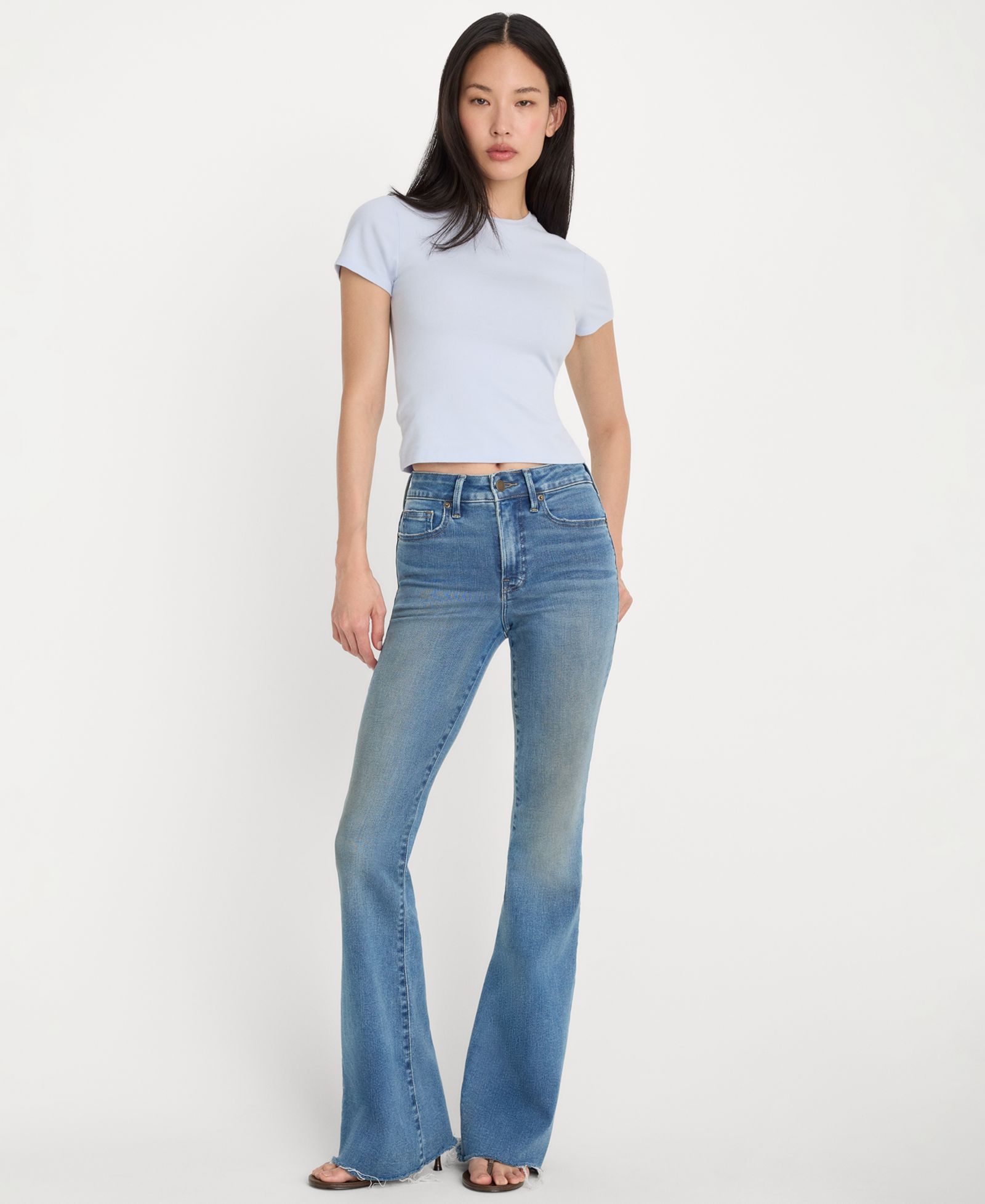 Good American Women's Flare-Leg Mid-Rise Jeans