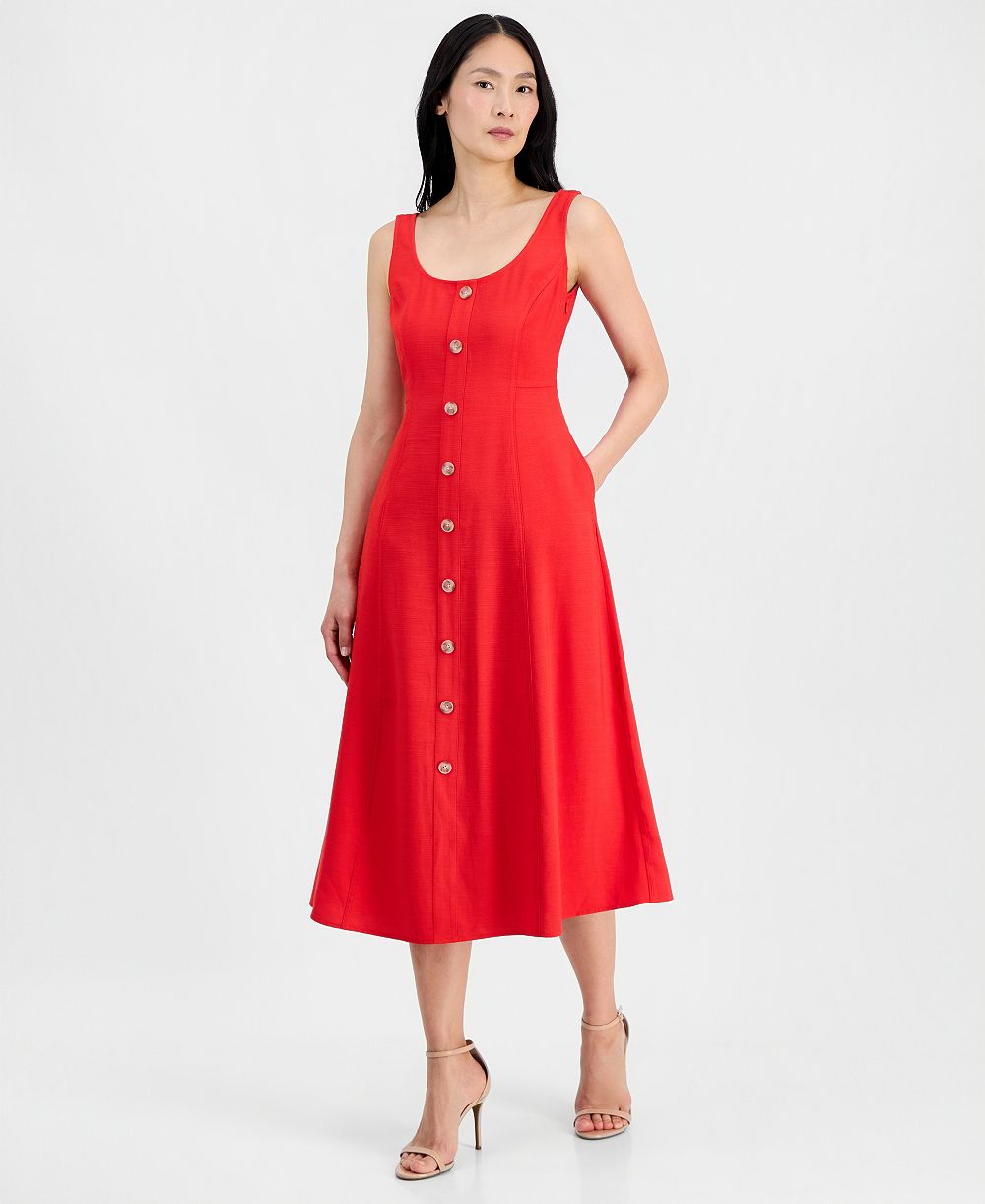 Anne Klein женское миди-платье A-Line Sleeveless Button Detail Petite