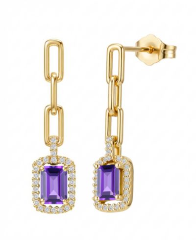Macy's Lab Grown Ruby (1-1/3 ct. t.w.) & Lab Grown White Sapphire (1/4 ct. t.w.) Drop Earrings in 14k Gold Over Sterling Silver (Also Available in Multi-Stones)