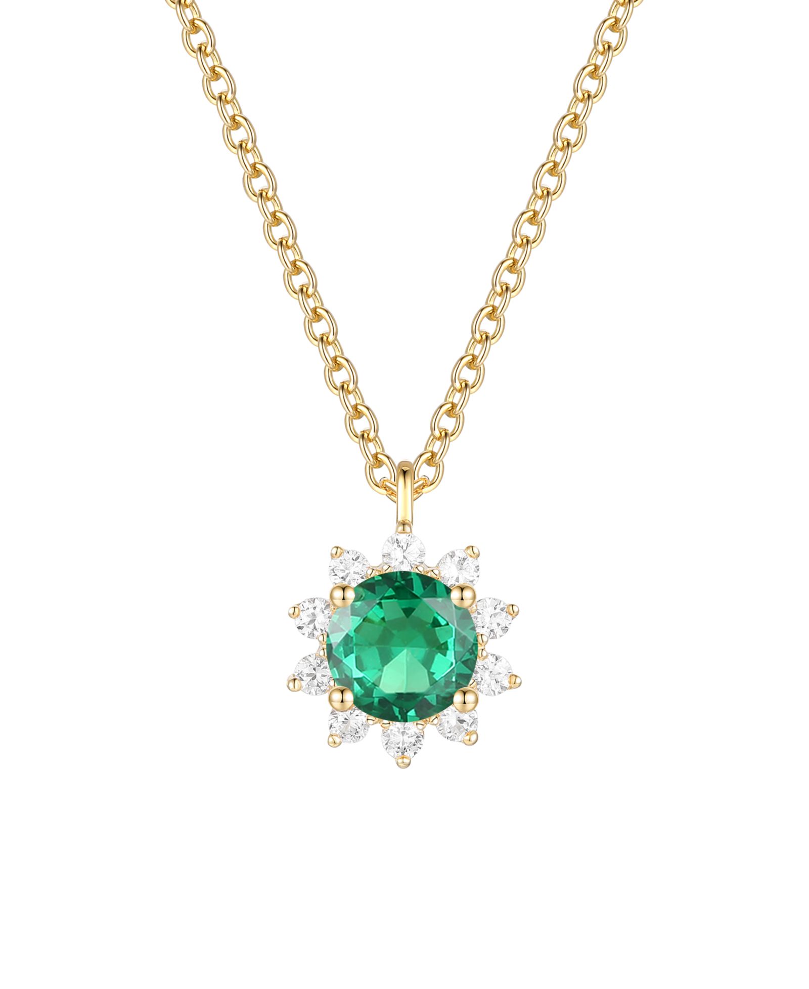 Macy's Ожерелье с цитрином (3/4 ct. t.w.) и выращенным белым сапфиром (1/4 ct. t.w.) в золоте 14k поверх стерлингового серебра