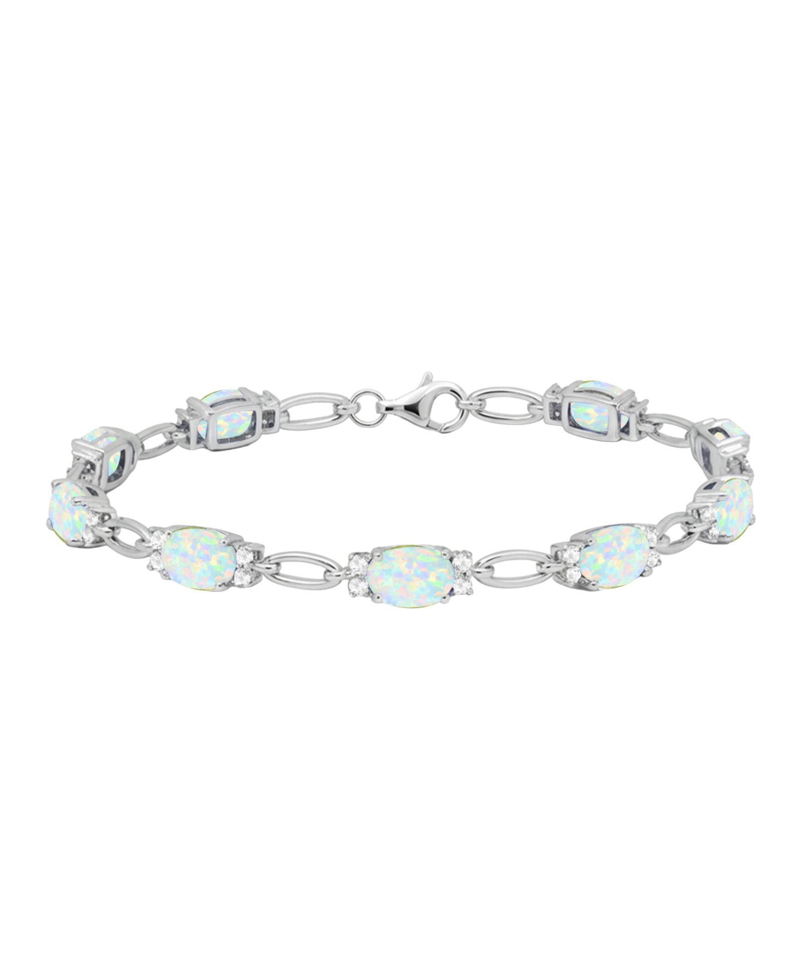 Macy's Lab Grown Ruby (8-3/4 ct. t.w.) & Lab Grown White Sapphire (3/4 ct. t.w.) Bracelet in Sterling Silver (Also Available in Multi-Stones)