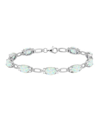 Macy's Lab Grown Ruby (8-3/4 ct. t.w.) & Lab Grown White Sapphire (3/4 ct. t.w.) Bracelet in Sterling Silver (Also Available in Multi-Stones)