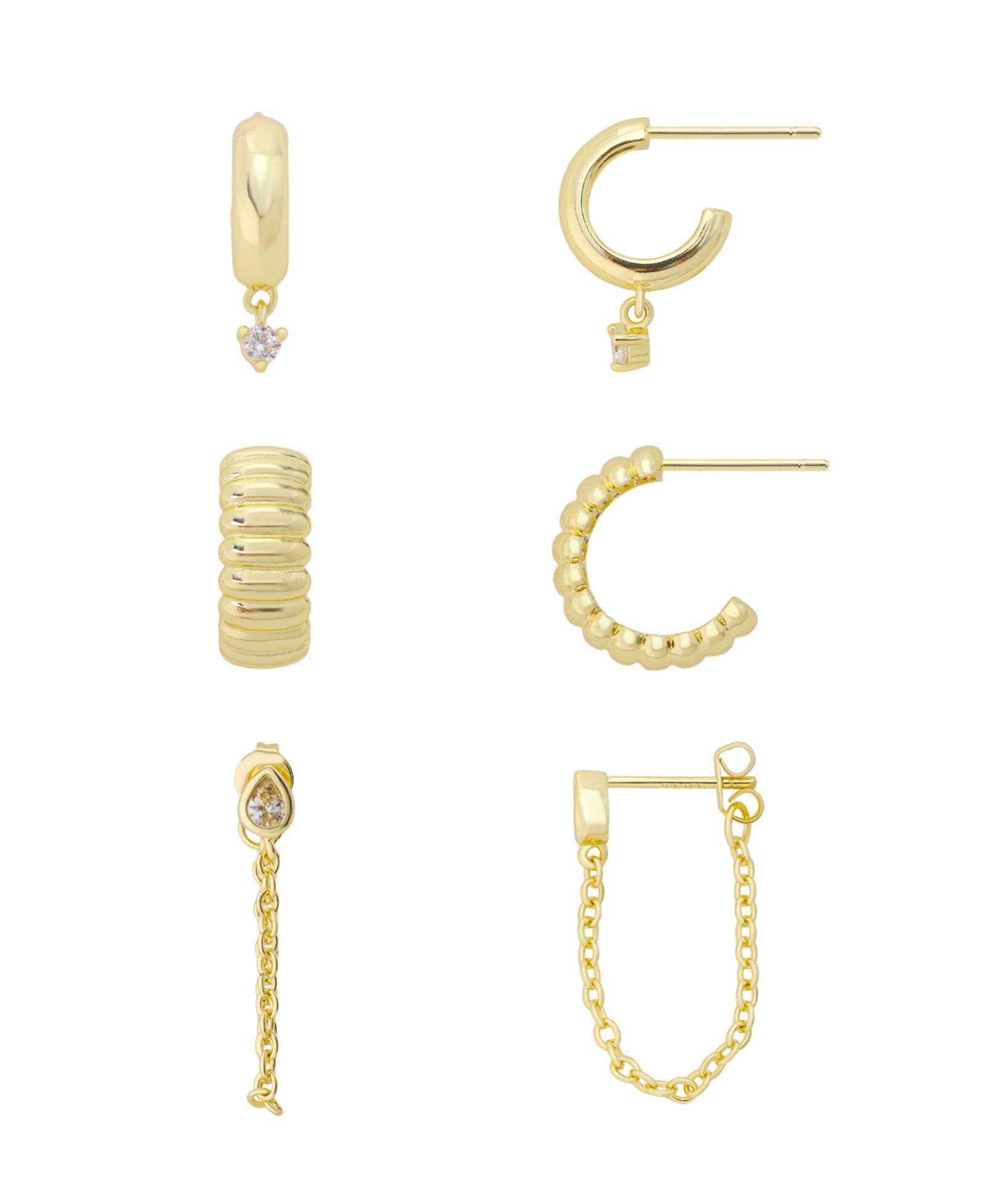 Unwritten Cubic Zirconia Fashion Hoop Earring Trio Set
