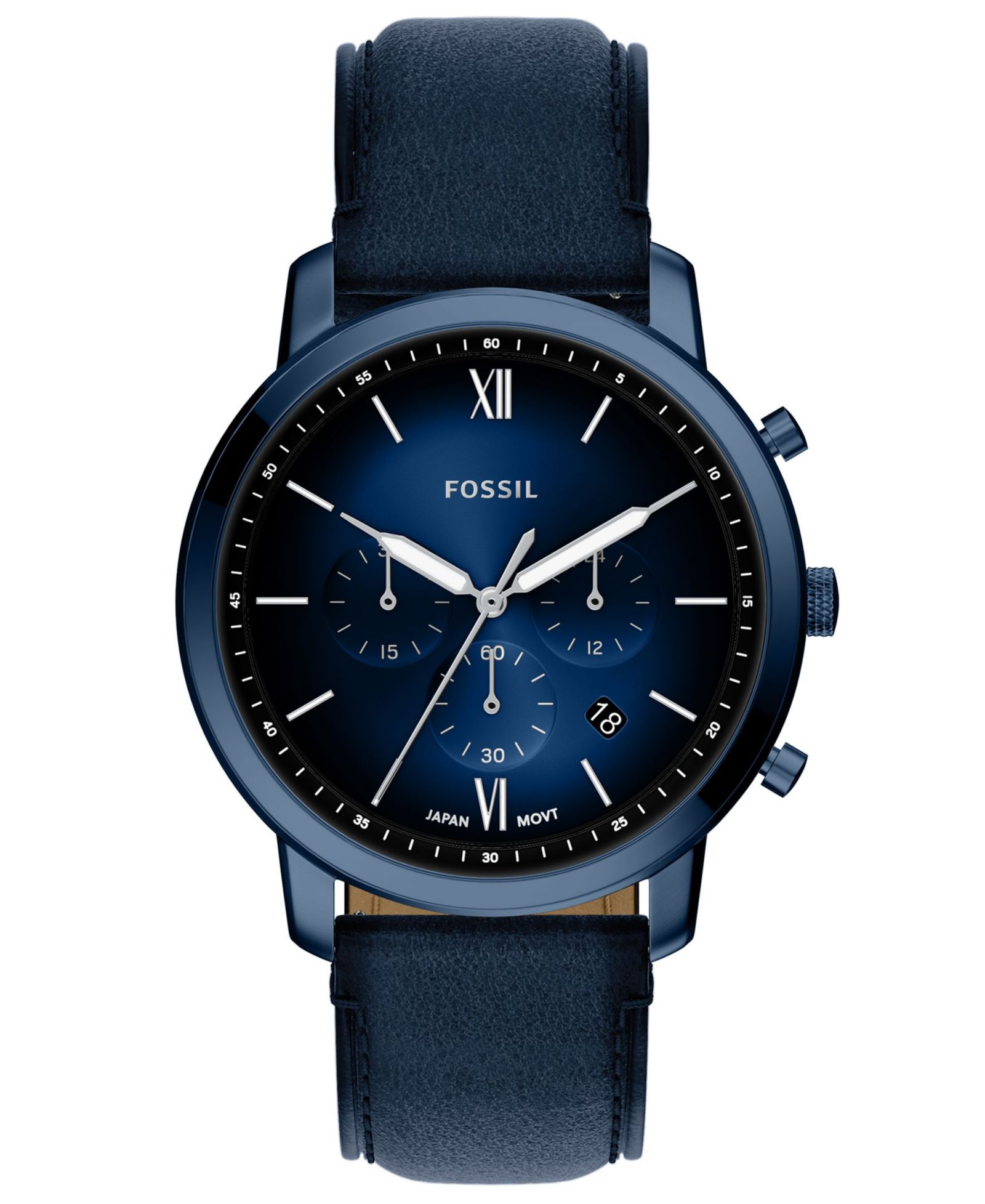 Fossil Мужские часы Neutra Chronograph Navy Leather 44mm