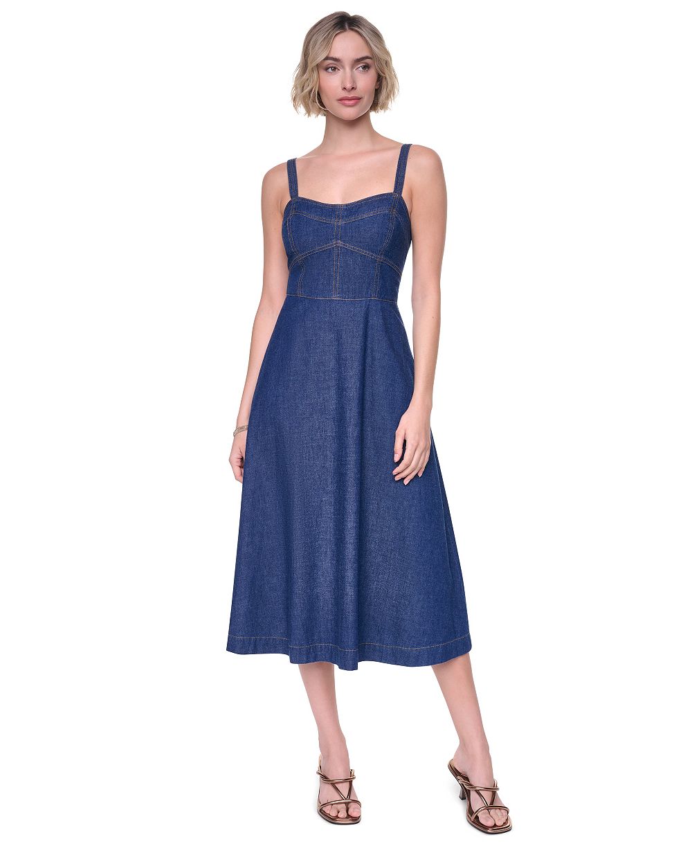 Платье-миди DKNY Женское Straight Neck Sleeveless Contrast Stitch