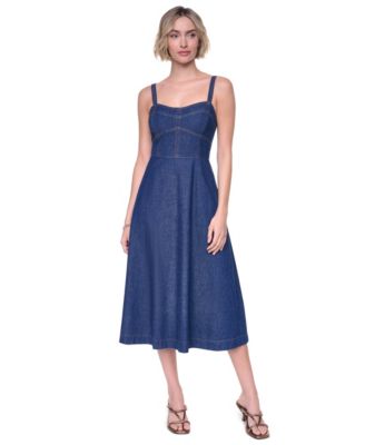 Платье-миди DKNY Женское Straight Neck Sleeveless Contrast Stitch