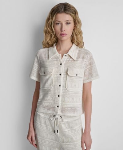 DKNY Women's Button-Down Collared Shirt