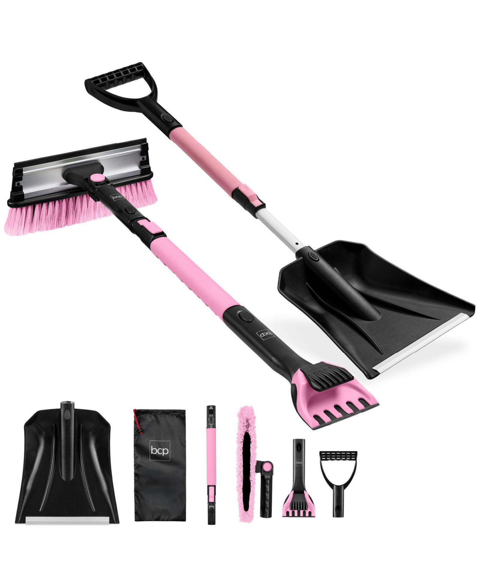 Best Choice Products 39" Extendable Snow Brush with Shovel, Squeegee and Ice Scraper with Storage Bag