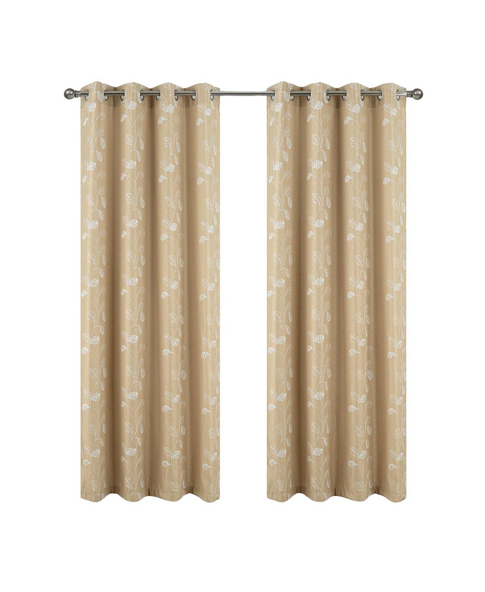 Штора RT Designers Collection 100% Polyester 140 GSM Reed Embroidered, 54" x 84" Taupe