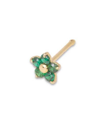 Curata Jewelry Cubic Zirconia 14K Solid Yellow Gold 3mm Flower Nose Stud