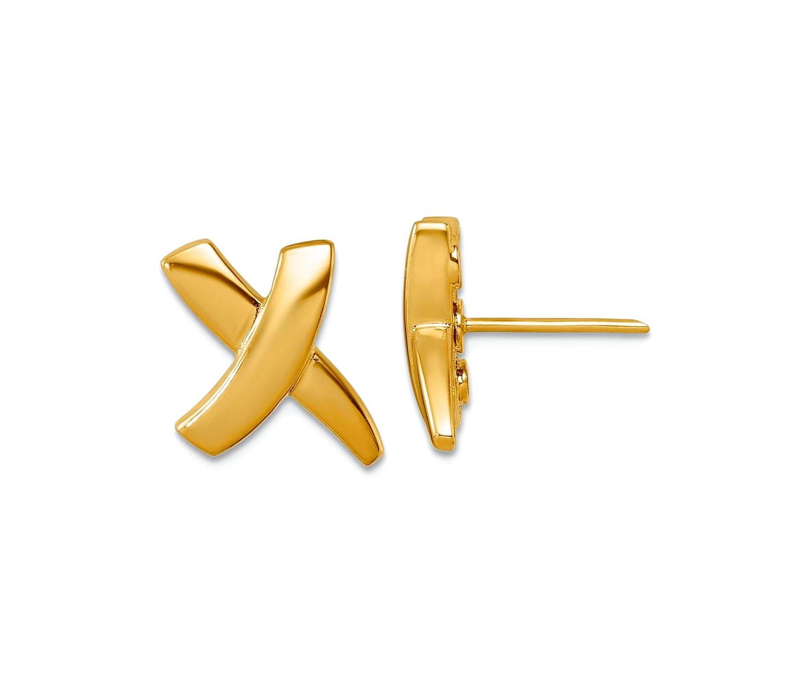 Curata Jewelry Solid 18k Yellow Gold 16.5x11mm X Button Post Earrings