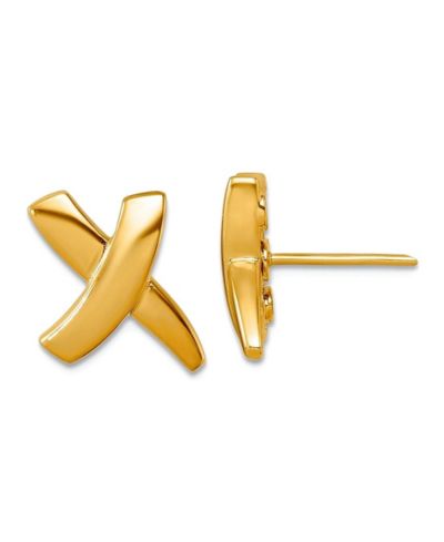 Серьги Curata Jewelry Solid 18k Yellow Gold 16.5x11mm X Button Post