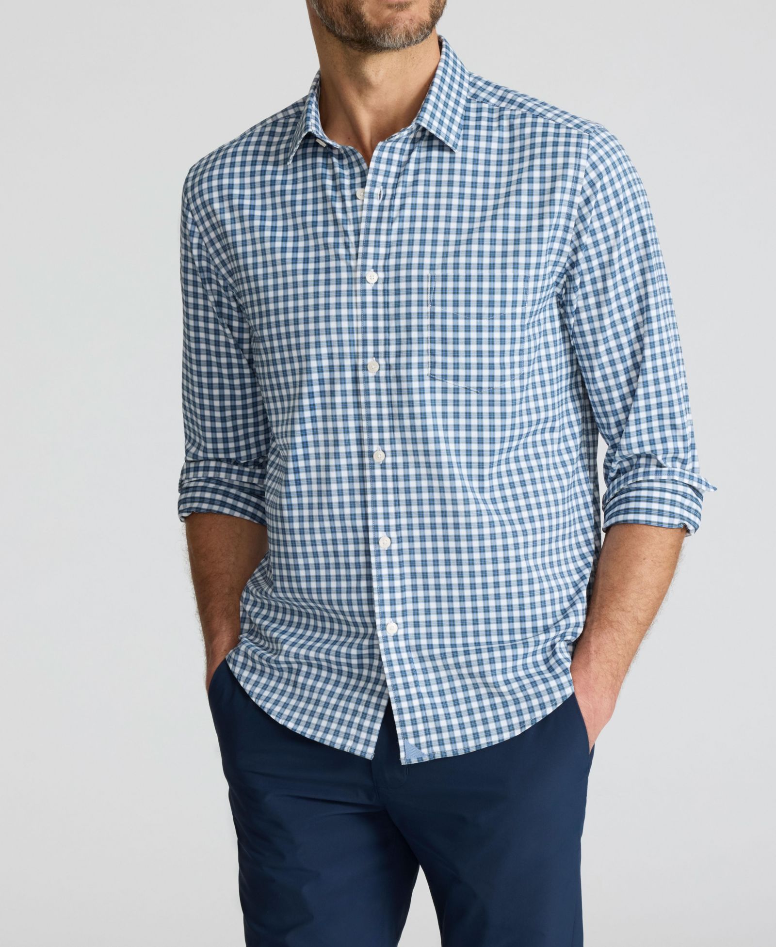 UNTUCKit Men's Regular Fit Wrinkle-Free Performance Renshaw Button Up Shirt