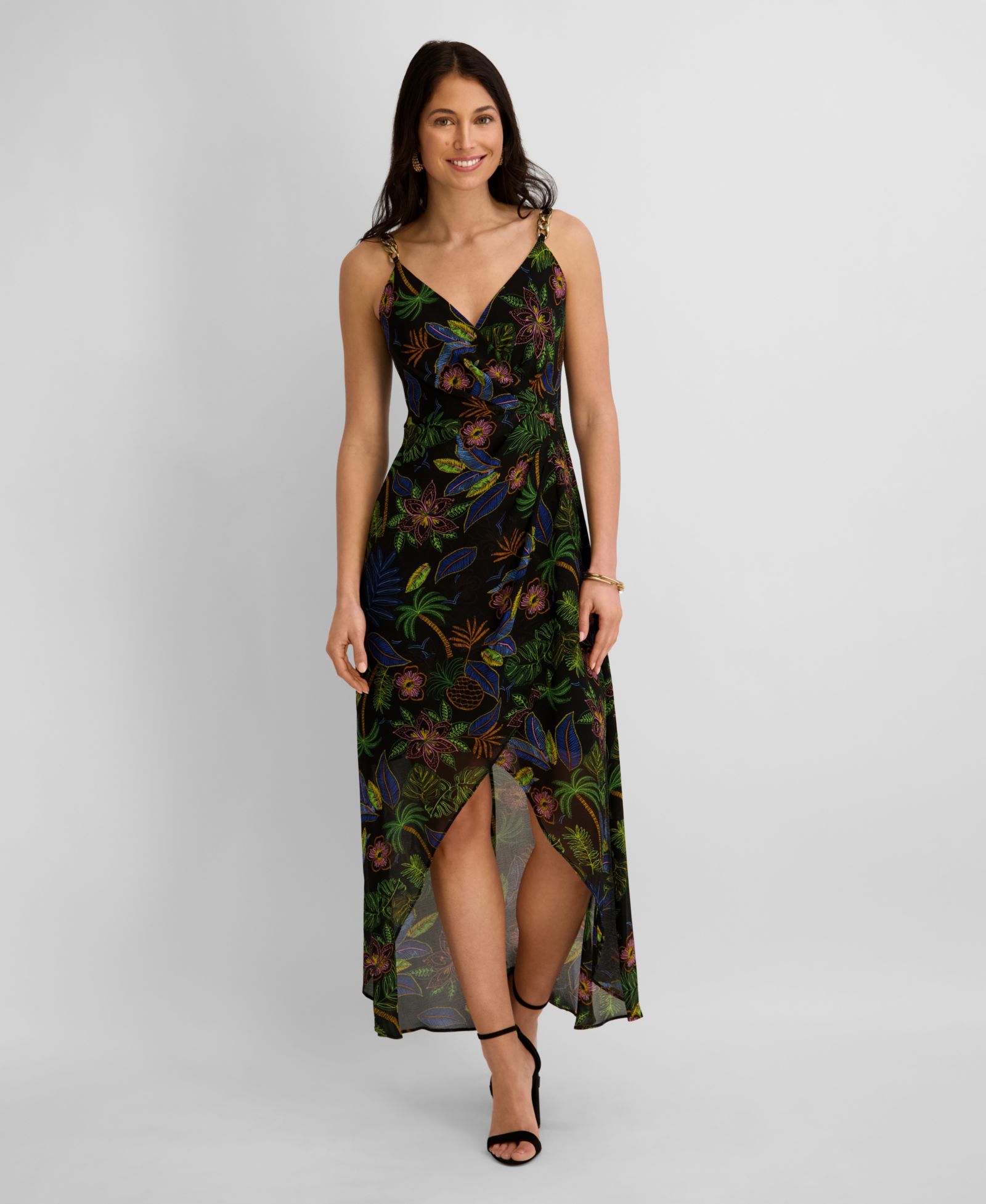 Siena Women's Printed V-Neck High-Low Dress