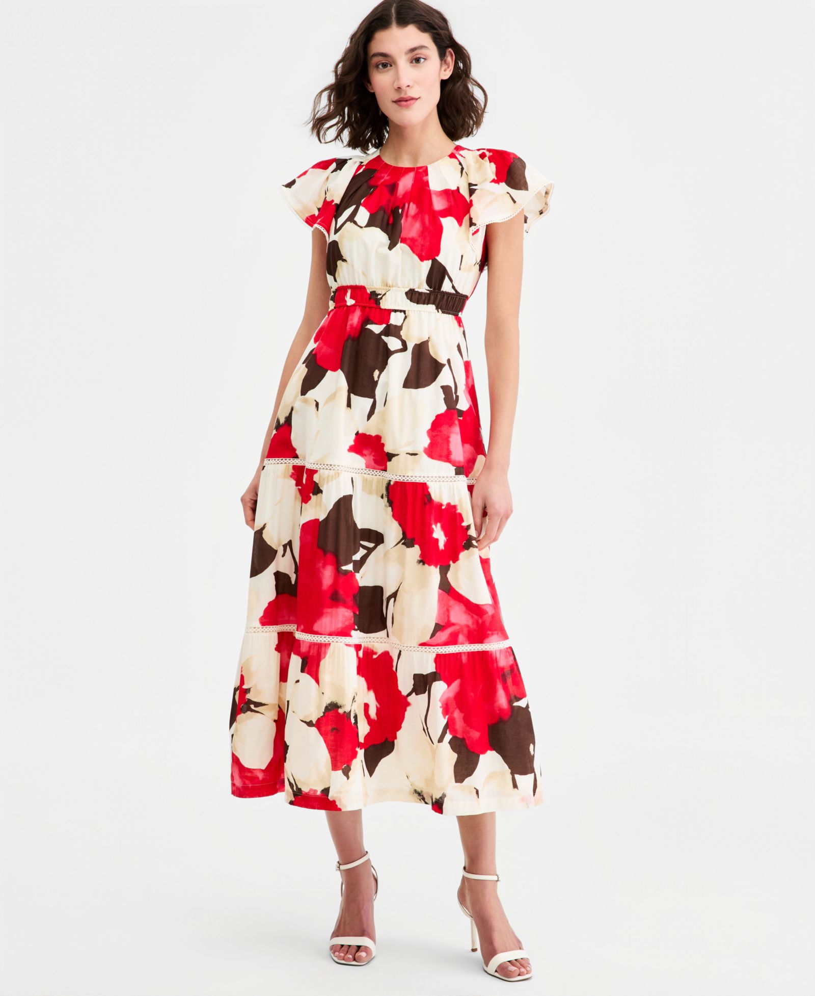 Anne Klein Women's Flutter-Sleeve Tiered Dress