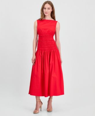 Женское миди платье Anne Klein Jewel-Neck Smocked