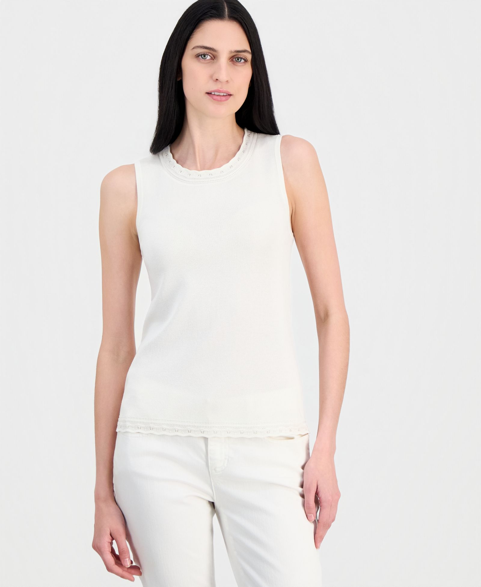 Женский топ Anne Klein Scallop-Trim Sleeveless Top
