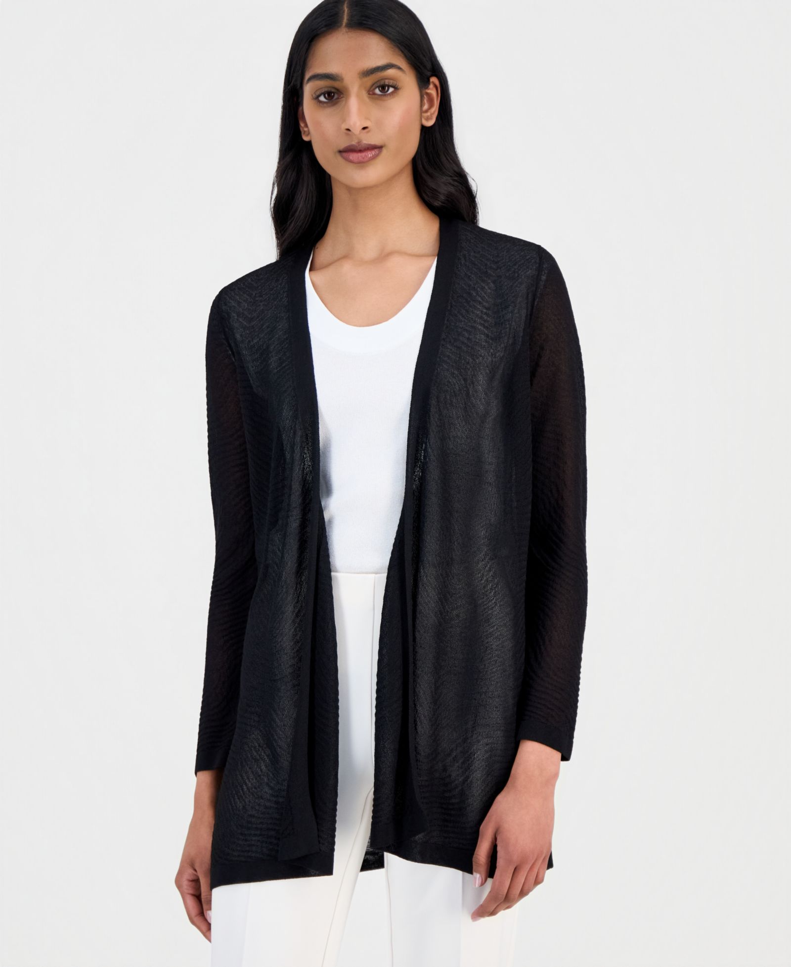 Anne Klein Women's Textured Knit Sheer Cardigan