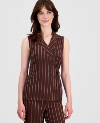 Anne Klein Женский топ без рукавов Striped Textured-Knit Regular & Petite