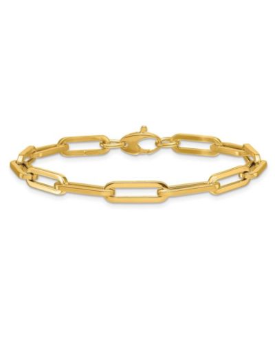 Curata Jewelry Solid 18k Gold Italian 7.5 Inch 5.3mm Squared Paperclip Link Bracelet
