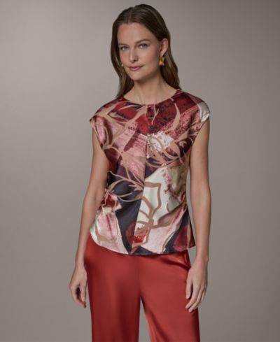 Женский топ Donna Karan New York Abstract Geo Print Burnout Cap-Sleeve