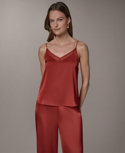 Женский топ без рукавов с кружевной отделкой Donna Karan New York