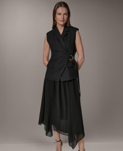 Donna Karan New York Женское платье без рукавов с воротником фасона Fit & Flare