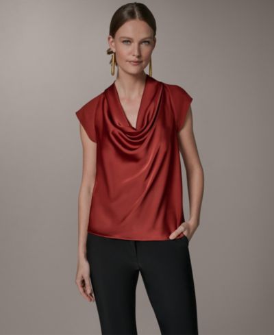 Женский топ Donna Karan New York Mixed Media Cowl Neck