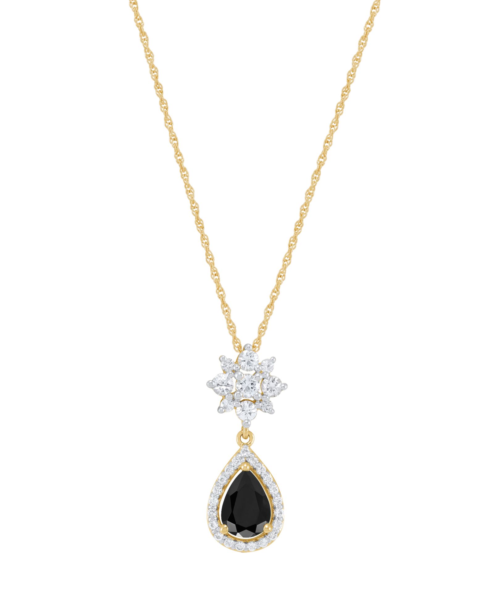Подвесная колье с топазом Onyx & White (3/8 ct. t.w.) из желтого золота 14k поверх стерлингового серебра
