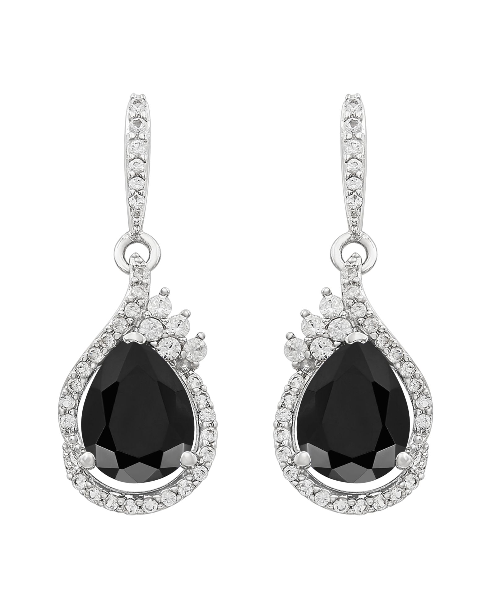 Серьги-подвески из стерлингового серебра с черным и белым топазом (5/8 ct. t.w.)